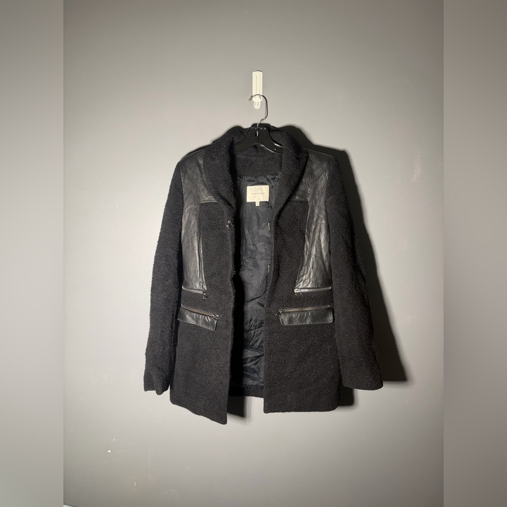 Pierre Balmain Wool Leather Coat Size 38 IT